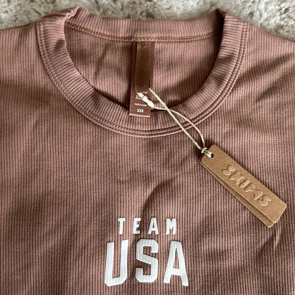 SKIMS Olympic Cropped Sleep T-Shirt Limited Edition Sienna Size XXS